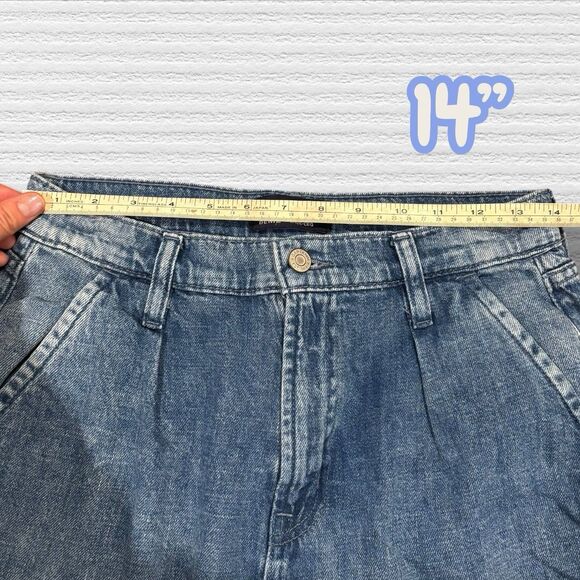 GAP High Rise Wide Leg Jeans 6/28 Short Medium Wash 100% Cotton 90s Pleated - Picture 7 of 9